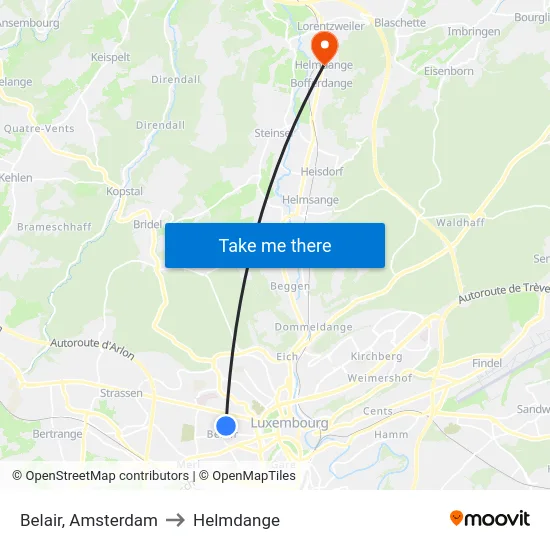 Belair, Amsterdam to Helmdange map