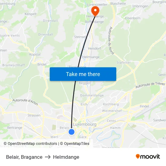 Belair, Bragance to Helmdange map