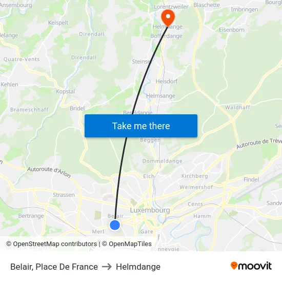 Belair, Place De France to Helmdange map