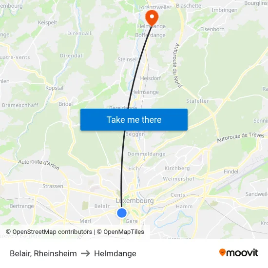 Belair, Rheinsheim to Helmdange map