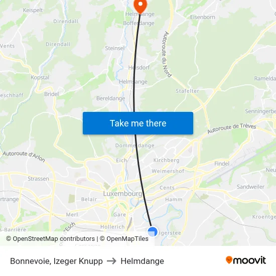 Bonnevoie, Izeger Knupp to Helmdange map