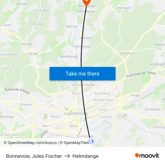 Bonnevoie, Jules Fischer to Helmdange map