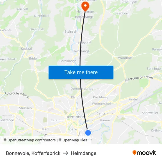 Bonnevoie, Kofferfabrick to Helmdange map