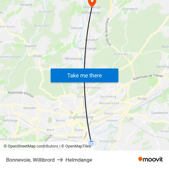 Bonnevoie, Willibrord to Helmdange map