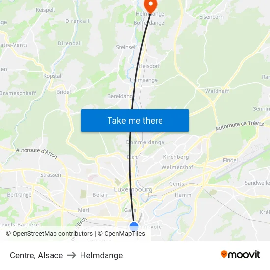 Centre, Alsace to Helmdange map