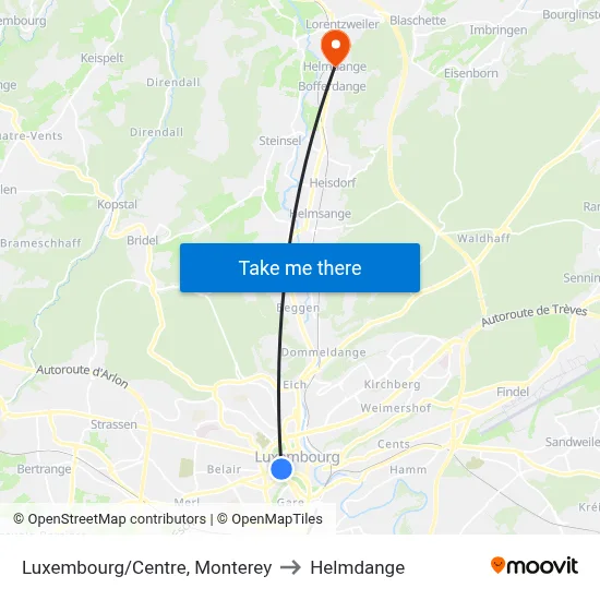 Luxembourg/Centre, Monterey to Helmdange map