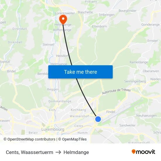 Cents, Waassertuerm to Helmdange map