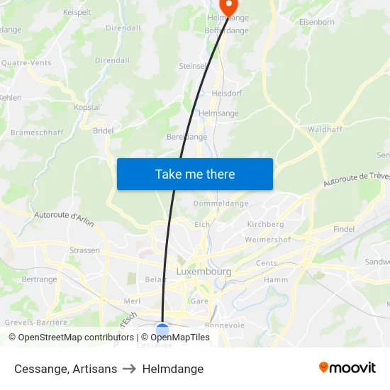 Cessange, Artisans to Helmdange map