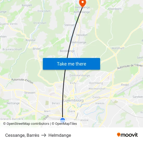 Cessange, Barrès to Helmdange map