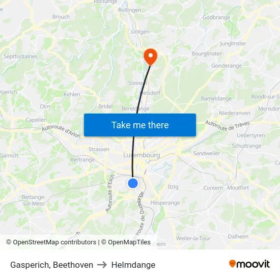Gasperich, Beethoven to Helmdange map