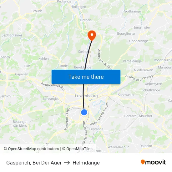 Gasperich, Bei Der Auer to Helmdange map