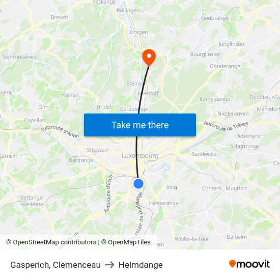 Gasperich, Clemenceau to Helmdange map
