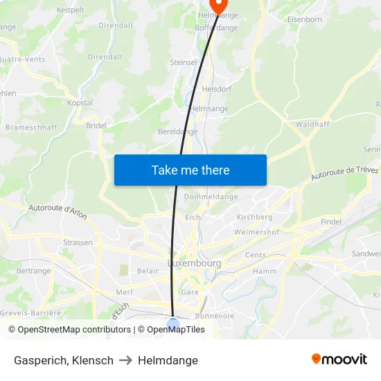 Gasperich, Klensch to Helmdange map
