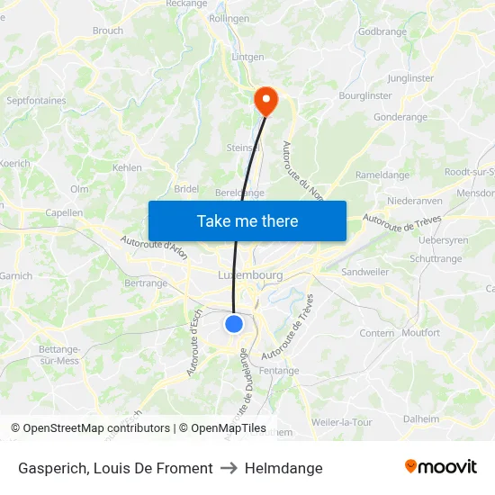 Gasperich, Louis De Froment to Helmdange map