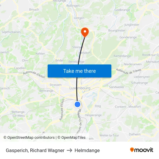 Gasperich, Richard Wagner to Helmdange map