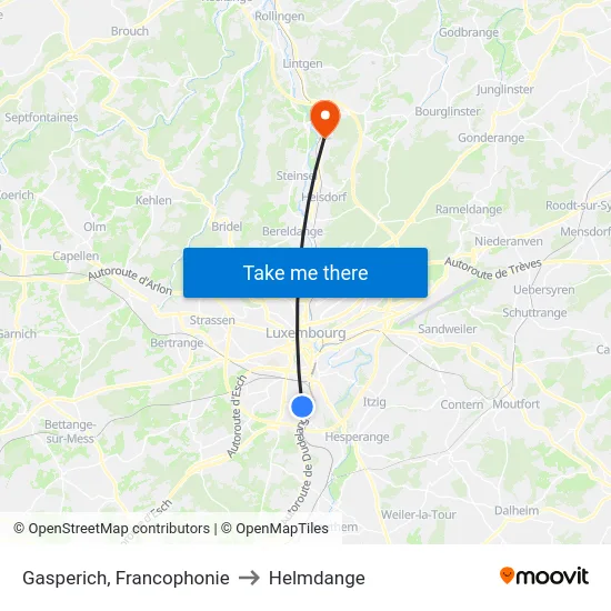 Gasperich, Francophonie to Helmdange map