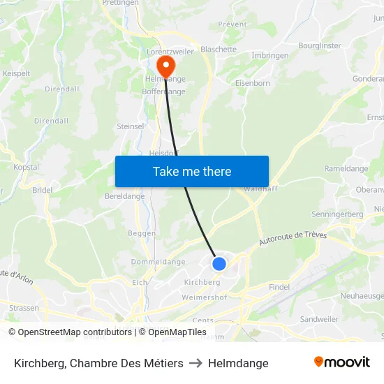 Kirchberg, Chambre Des Métiers to Helmdange map
