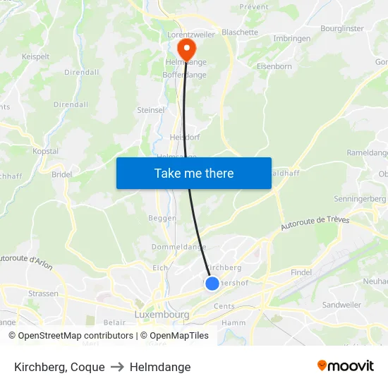 Kirchberg, Coque to Helmdange map