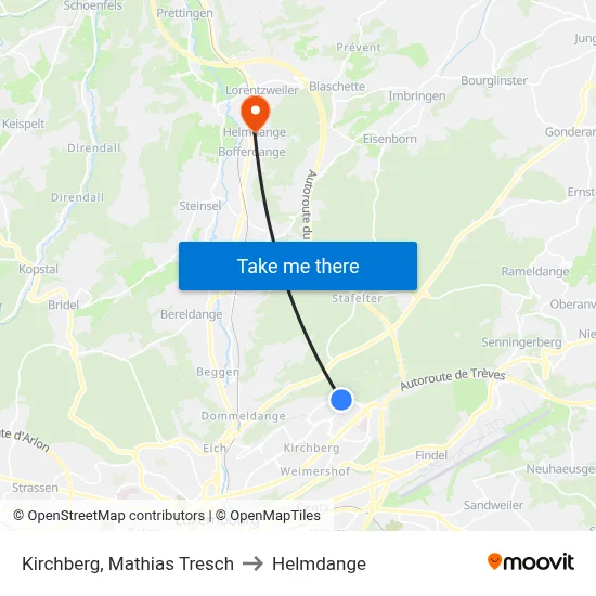Kirchberg, Mathias Tresch to Helmdange map