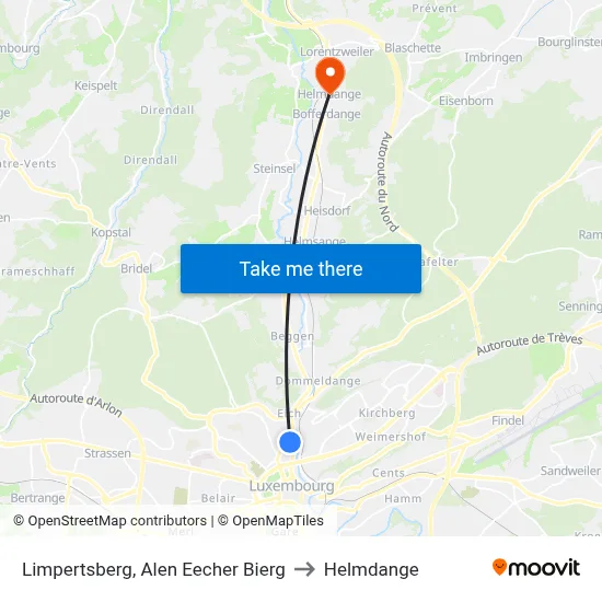Limpertsberg, Alen Eecher Bierg to Helmdange map