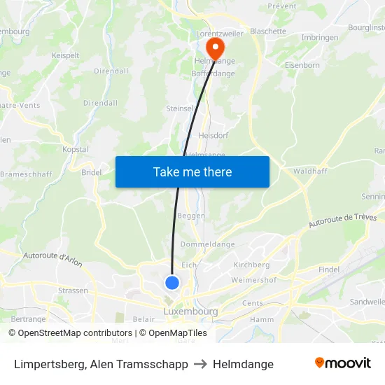 Limpertsberg, Alen Tramsschapp to Helmdange map
