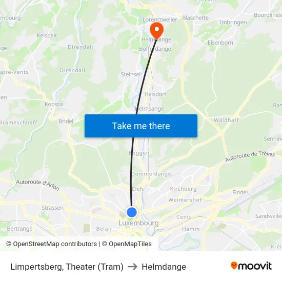 Limpertsberg, Theater (Tram) to Helmdange map