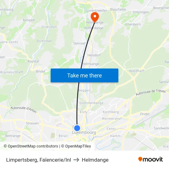 Limpertsberg, Faïencerie/Inl to Helmdange map