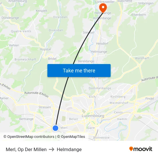 Merl, Op Der Millen to Helmdange map