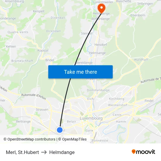 Merl, St.Hubert to Helmdange map