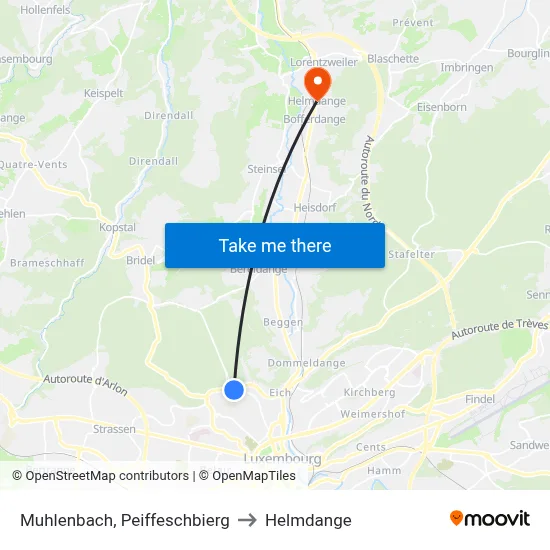 Muhlenbach, Peiffeschbierg to Helmdange map
