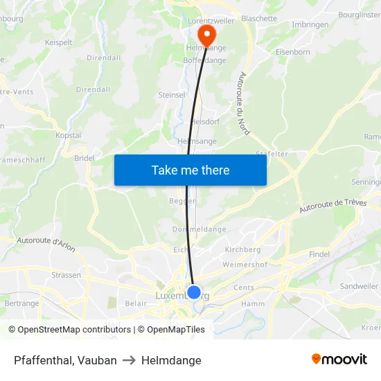 Pfaffenthal, Vauban to Helmdange map