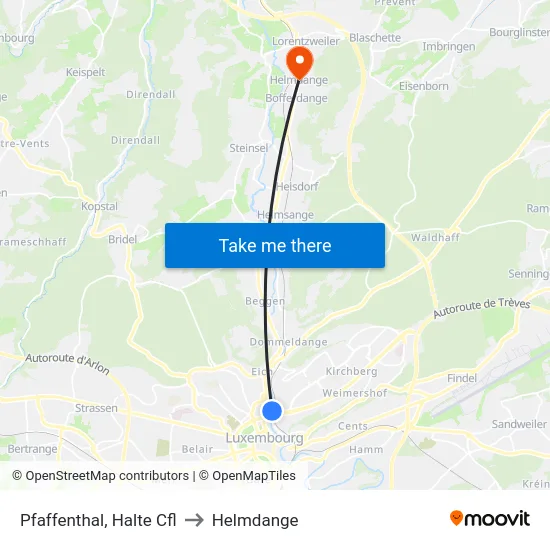 Pfaffenthal, Halte Cfl to Helmdange map