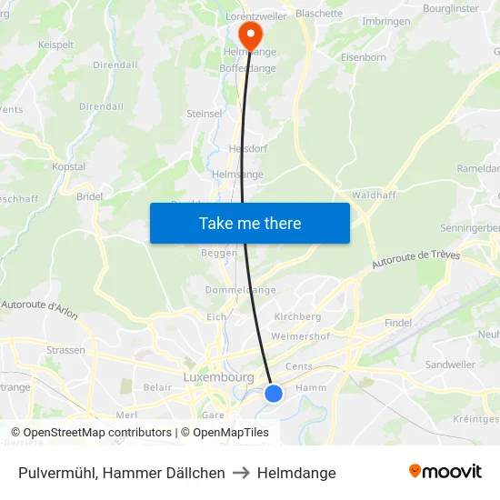 Pulvermühl, Hammer Dällchen to Helmdange map