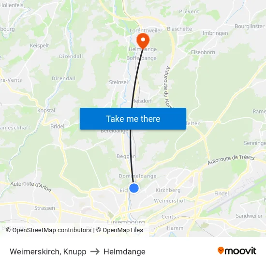 Weimerskirch, Knupp to Helmdange map