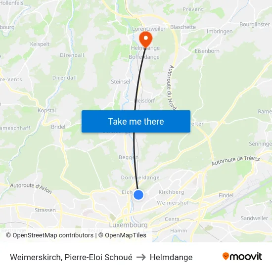 Weimerskirch, Pierre-Eloi Schoué to Helmdange map