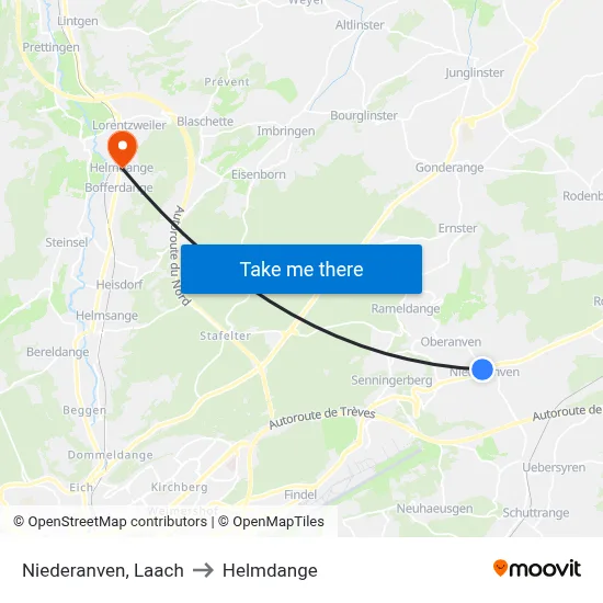 Niederanven, Laach to Helmdange map
