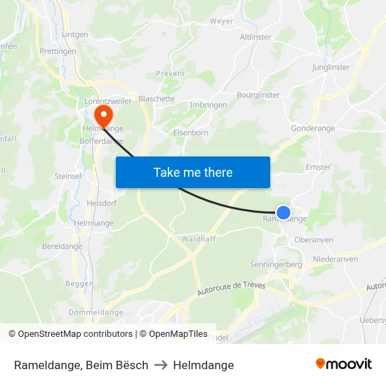 Rameldange, Beim Bësch to Helmdange map