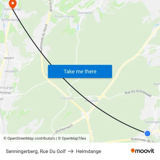 Senningerberg, Rue Du Golf to Helmdange map