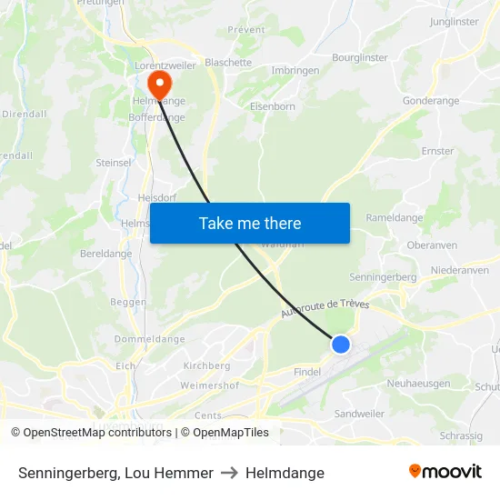 Senningerberg, Lou Hemmer to Helmdange map