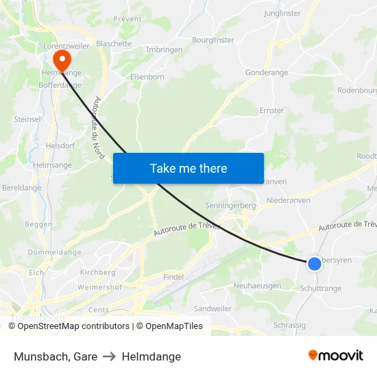 Munsbach, Gare to Helmdange map