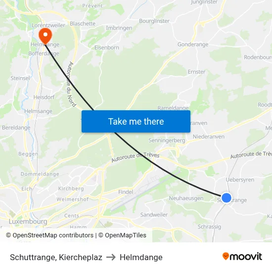 Schuttrange, Kiercheplaz to Helmdange map
