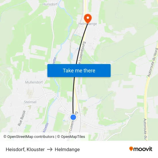 Heisdorf, Klouster to Helmdange map