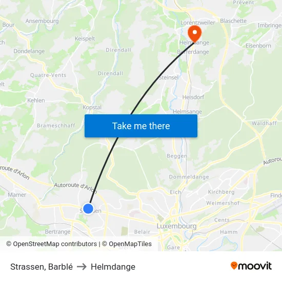 Strassen, Barblé to Helmdange map