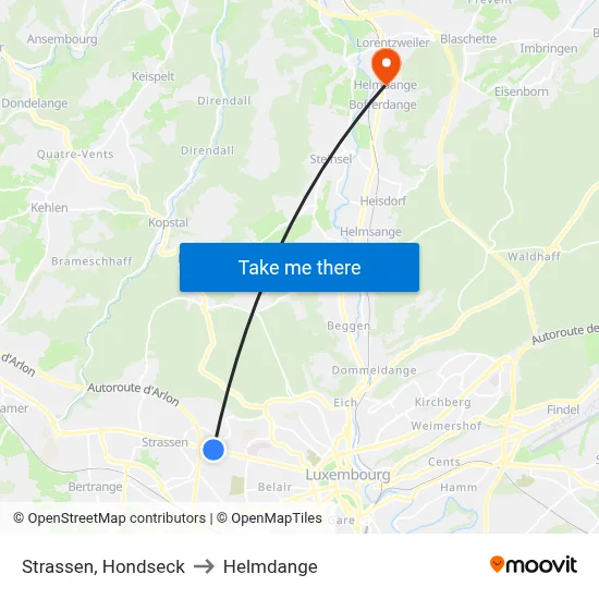 Strassen, Hondseck to Helmdange map