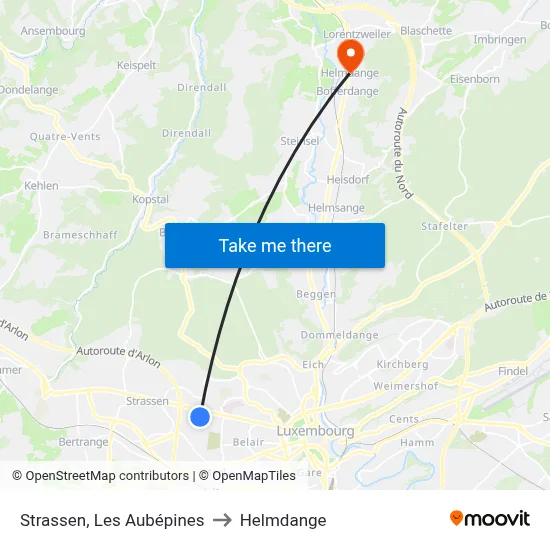 Strassen, Les Aubépines to Helmdange map