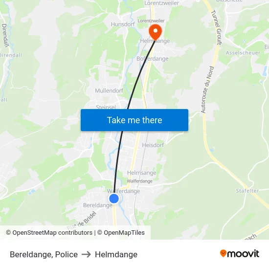 Bereldange, Police to Helmdange map