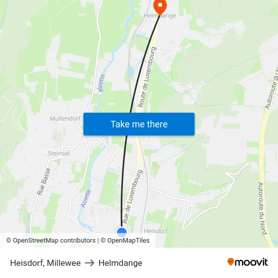 Heisdorf, Millewee to Helmdange map