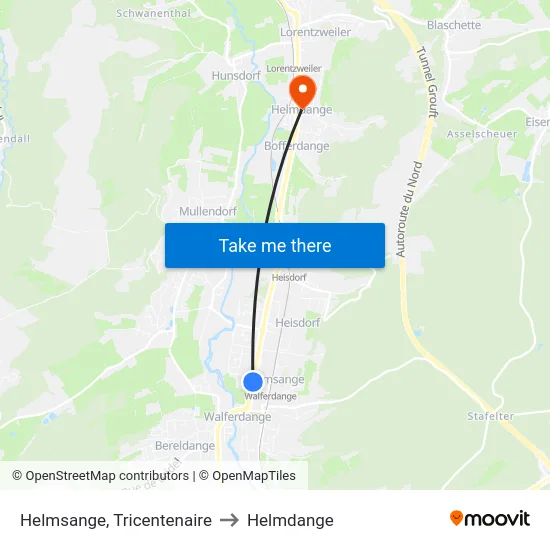 Helmsange, Tricentenaire to Helmdange map