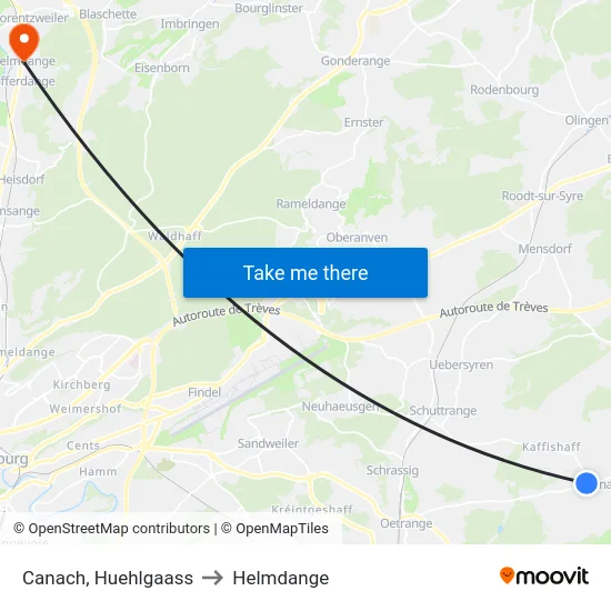 Canach, Huehlgaass to Helmdange map