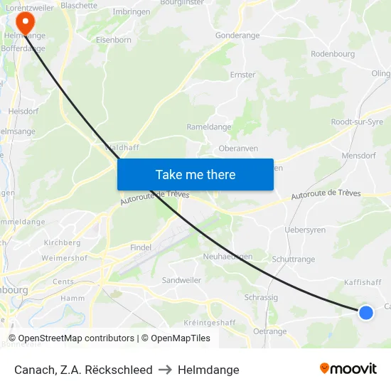 Canach, Z.A. Rëckschleed to Helmdange map